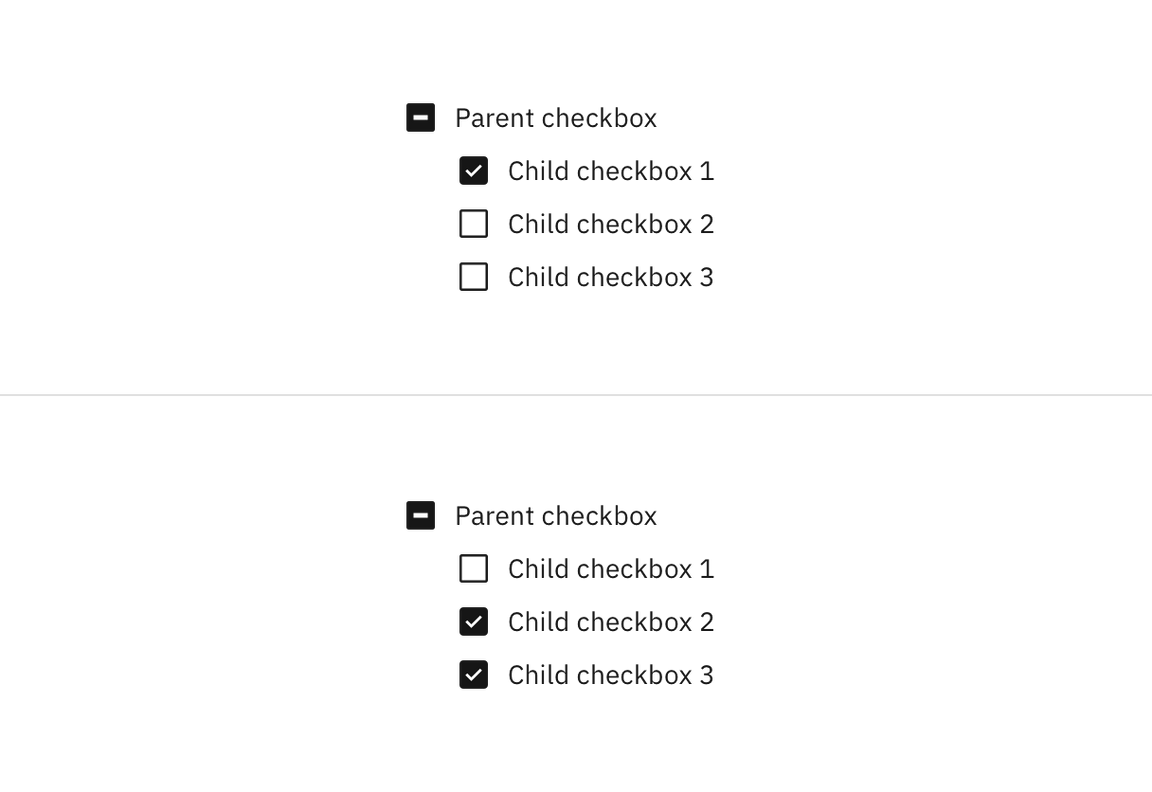 Checking and unchecking a child checkbox.